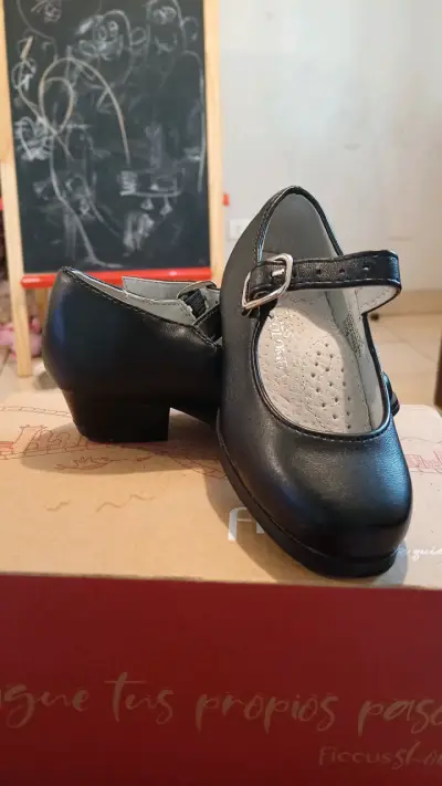 Zapatos de huasa negros para niña - miniatura 1