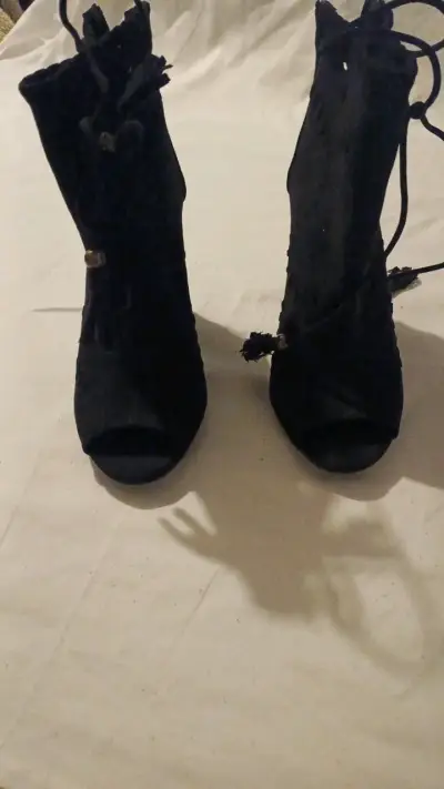 Botines de tacón alto abiertosnegros - miniatura 1