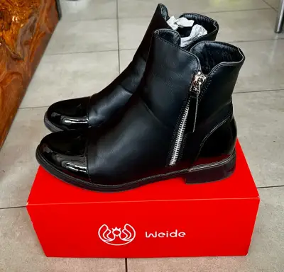 Botines de cuero negro Weide con cierre lateral - miniatura 1
