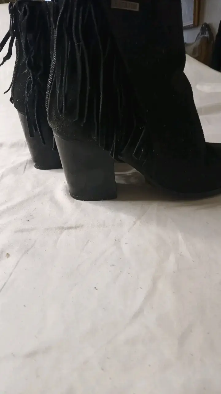 Botines negros con flecos para mujer - 2