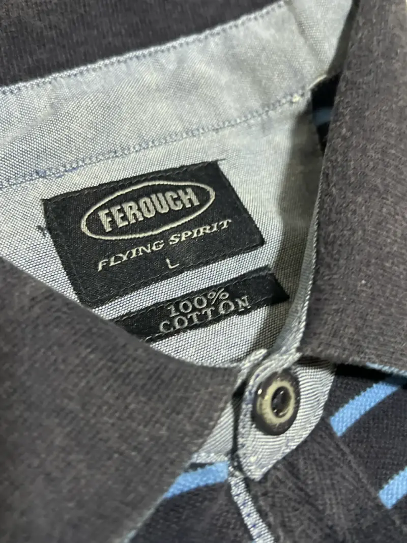 Polera Polo Rayada Azul Ferouch Talla L - 2