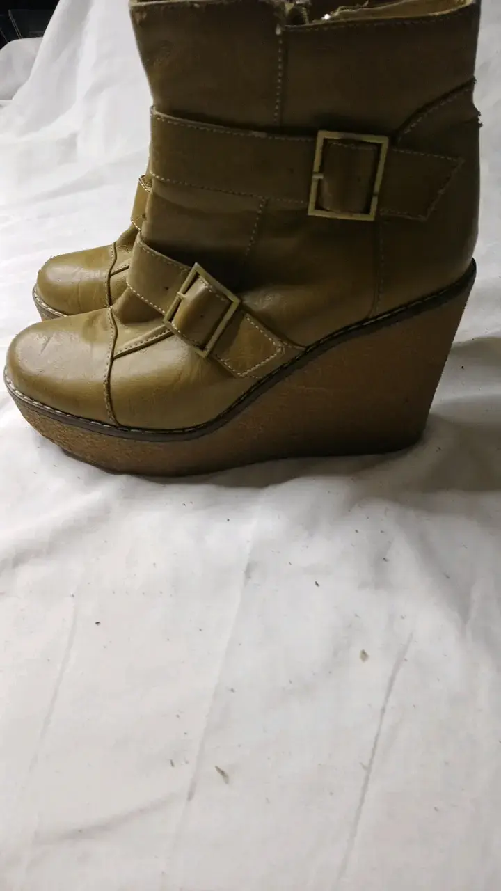 Botines de cuero sintético con plataforma marrón - 2