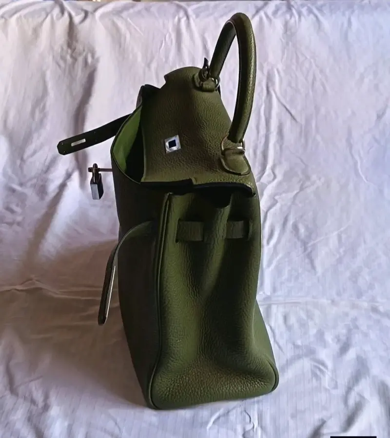 Bolso de cuero verde Hermès con cerradura - 4