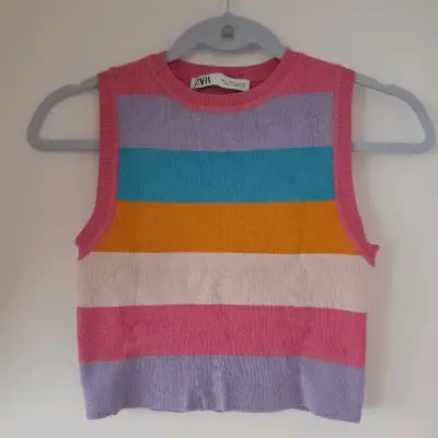 Crop top a rayas multicolor Zara - miniatura 1