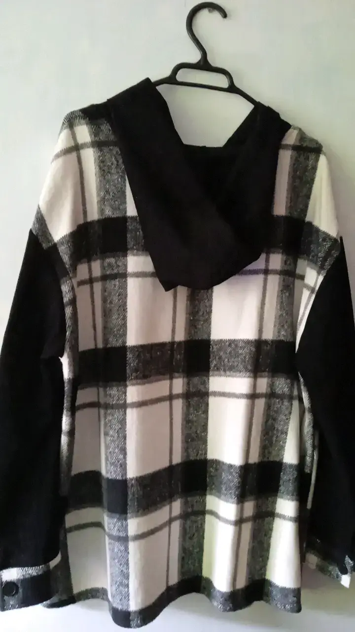 Chaqueta nueva de franela a cuadros con capucha - 2