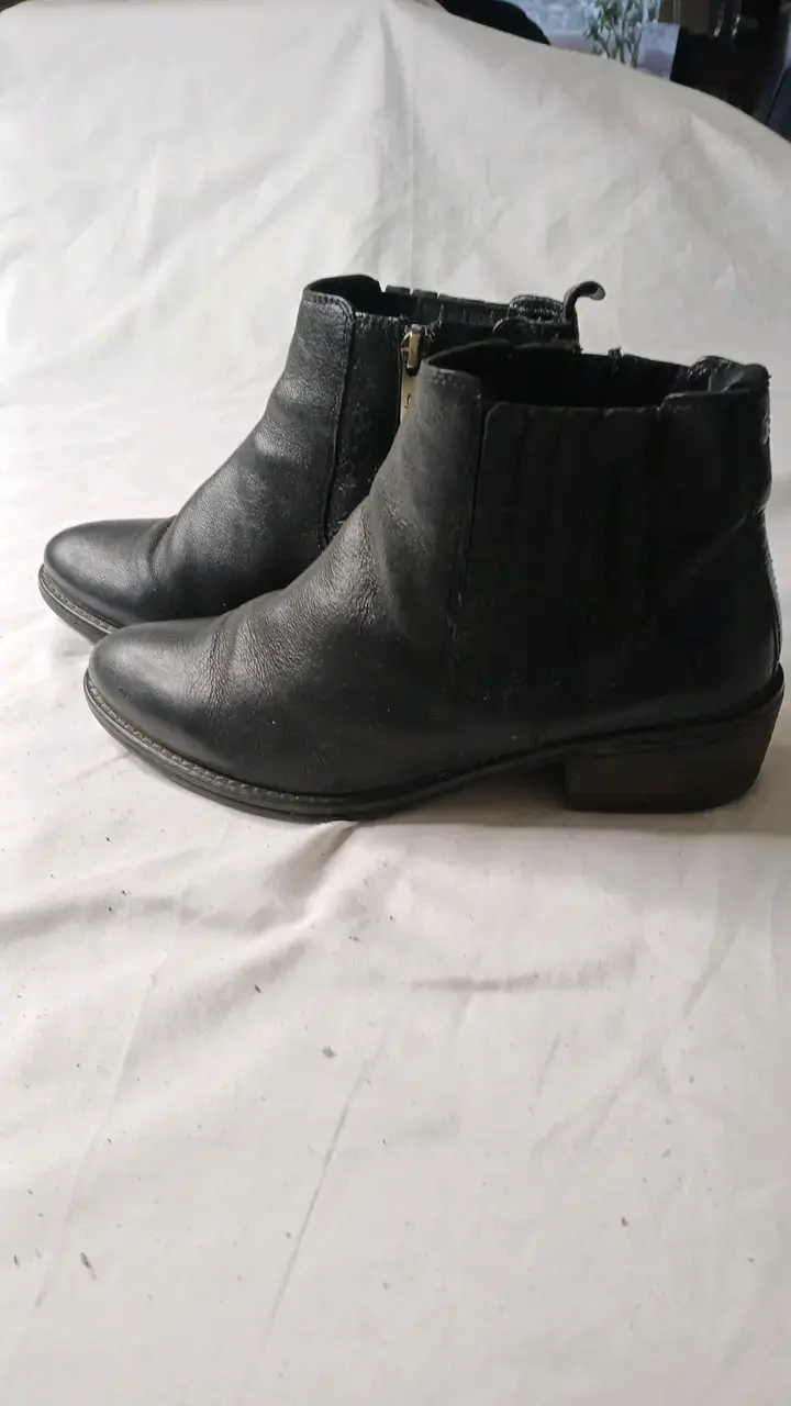 Botines de cuero negro para mujer - 2