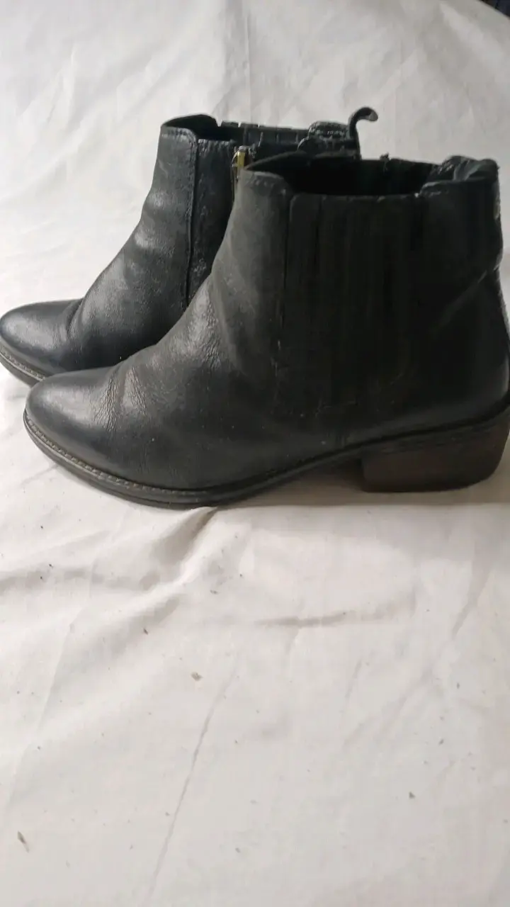 Botines de cuero negro para mujer - 3