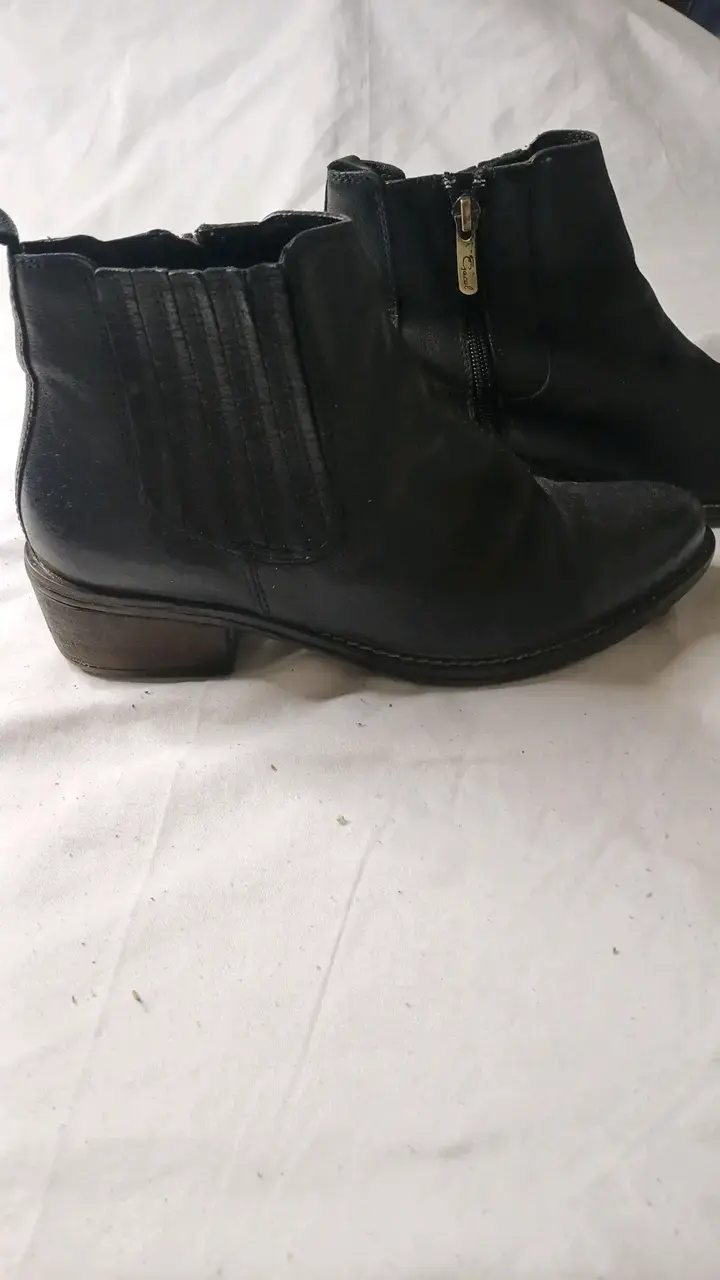 Botines de cuero negro para mujer - 5