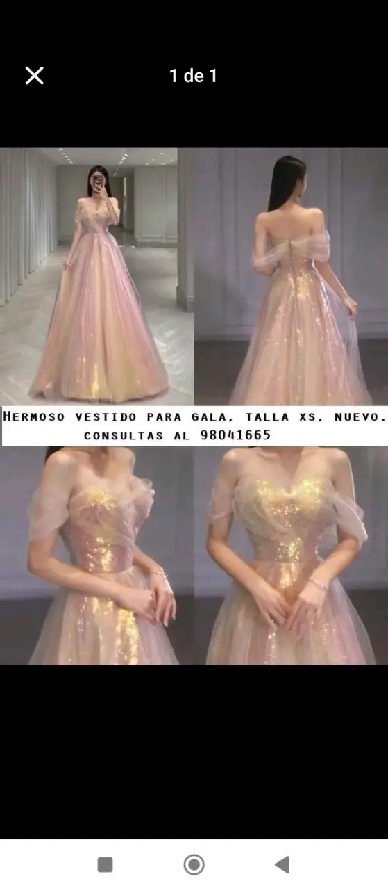 Vestido de gala rosa con brillo talla XS