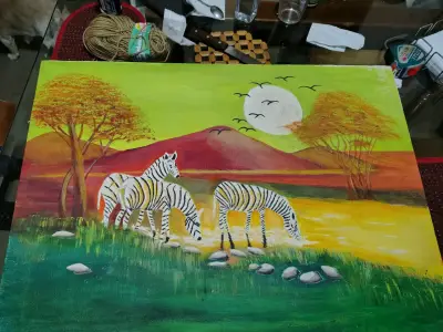 Cuadros pintados a mano con paisajes y animales - miniatura 1