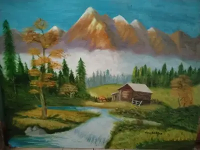 Cuadros pintados a mano con paisajes y animales - miniatura 5