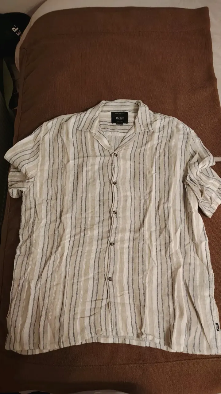Camisa de lino a rayas para hombre - 1
