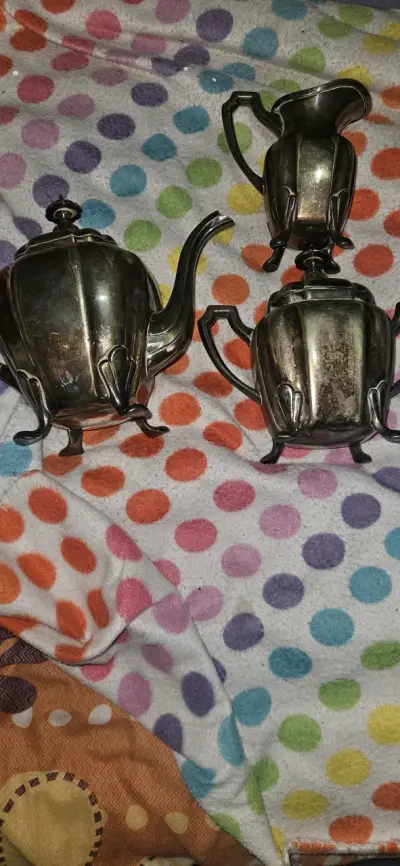 Juego de té de plata vintage - miniatura 3