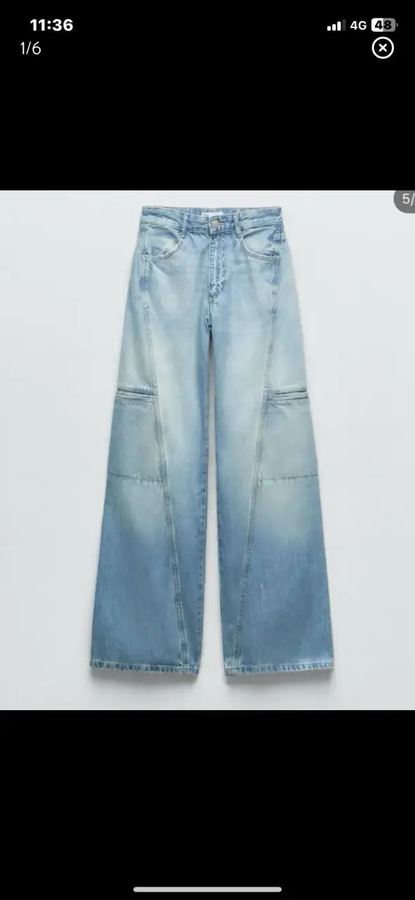 Jeans anchos de mezclilla azul claro - 1