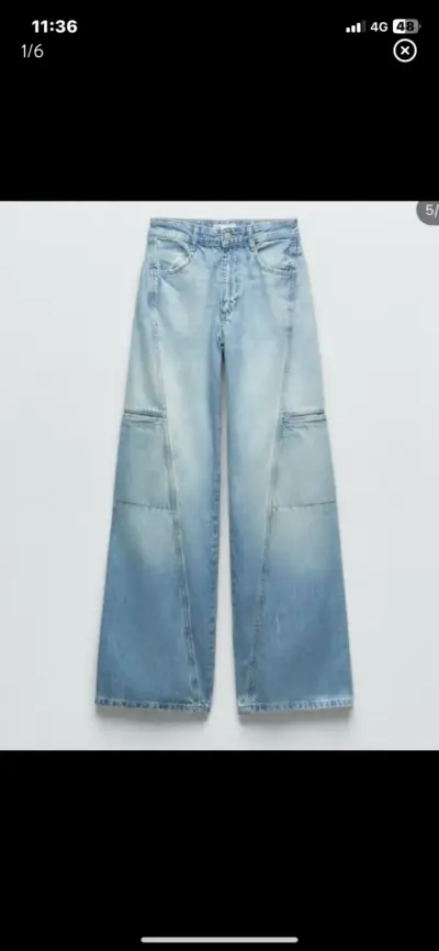 Jeans anchos de mezclilla azul claro - miniatura 1