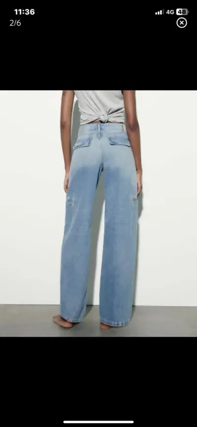 Jeans anchos de mezclilla azul claro - miniatura 2