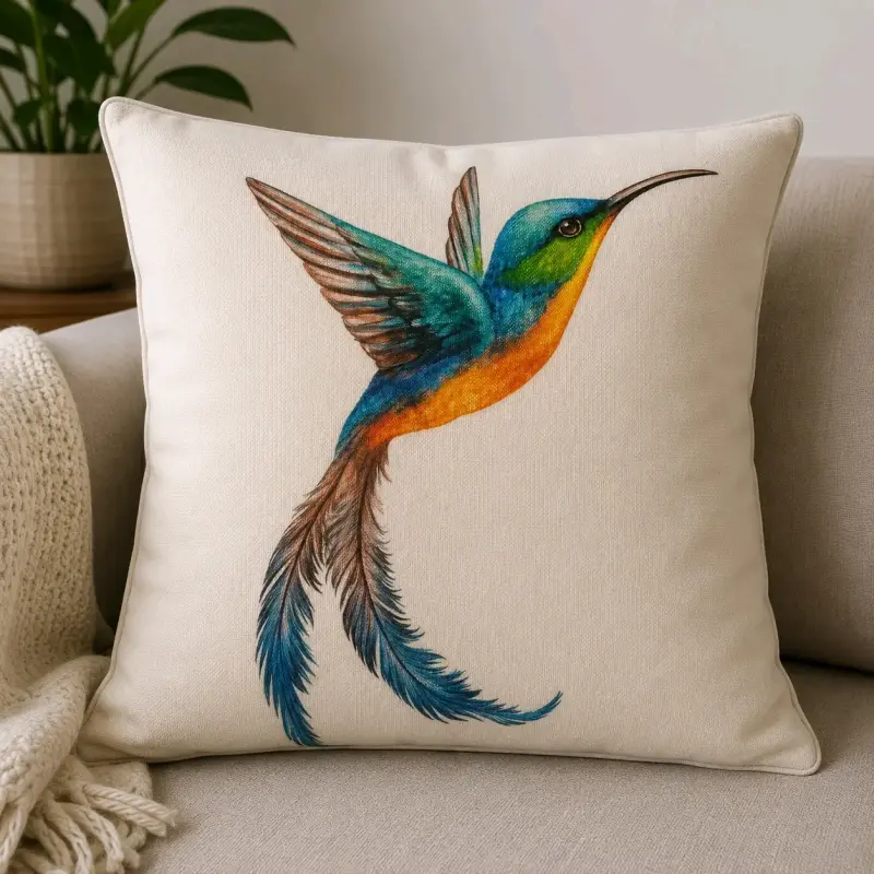 Funda de Cojín Decorativo con Diseño de Aves - 1