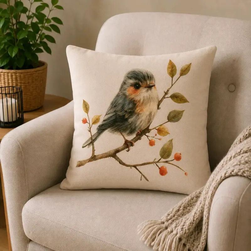 Funda de Cojín Decorativo con Diseño de Aves - 3