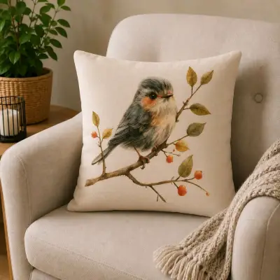 Funda de Cojín Decorativo con Diseño de Aves - miniatura 3