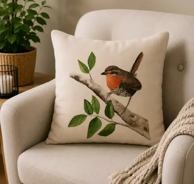 Funda de Cojín Decorativo con Diseño de Aves - miniatura 4