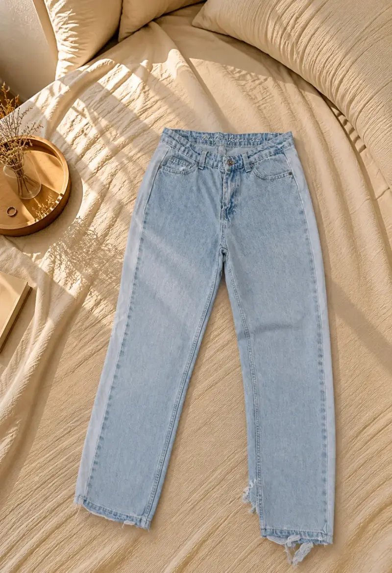 Jeans de mezclilla con diseño desgastado - 1