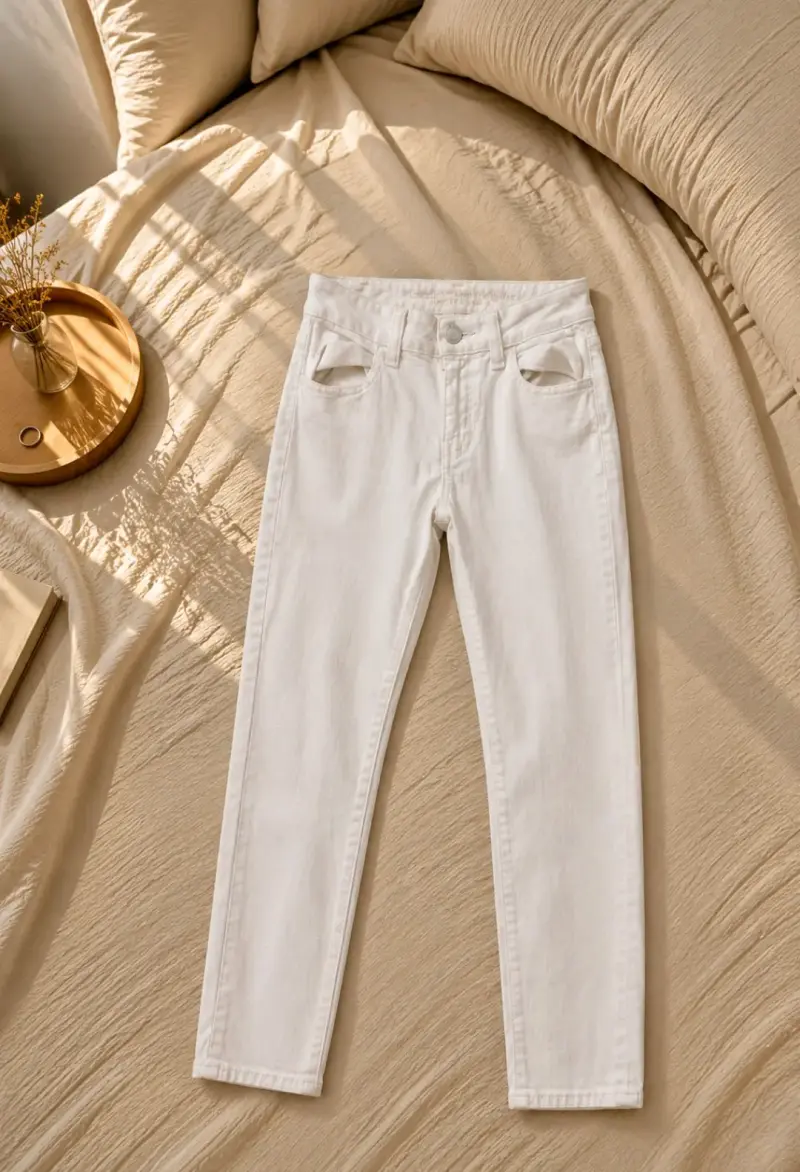 Pantalones de mezclilla blancos para mujer