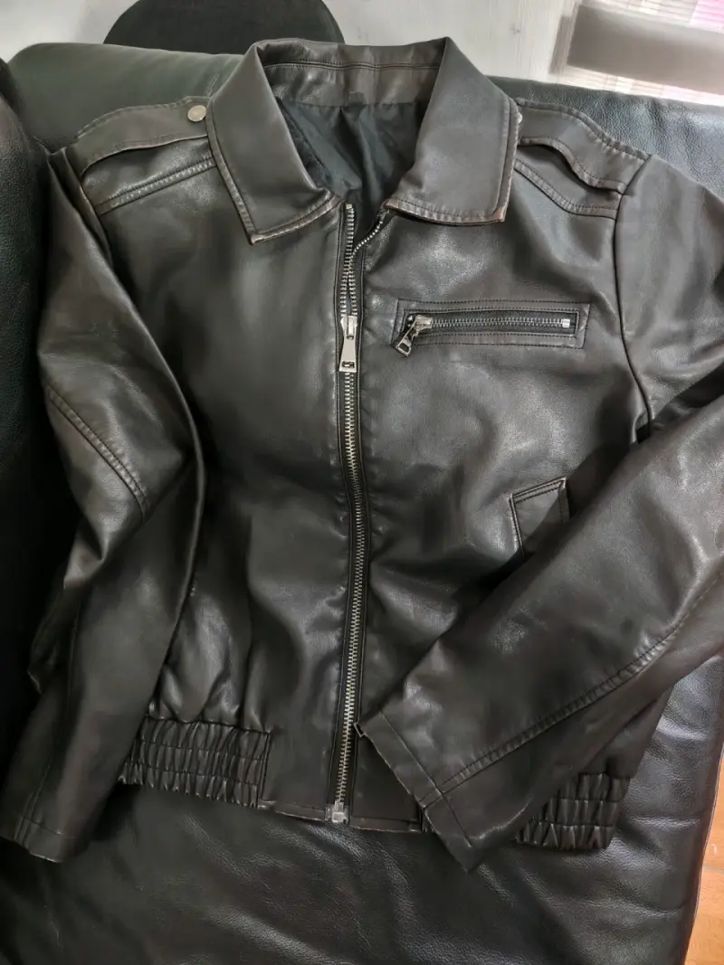 Chaqueta de cuero negra para hombre - 1