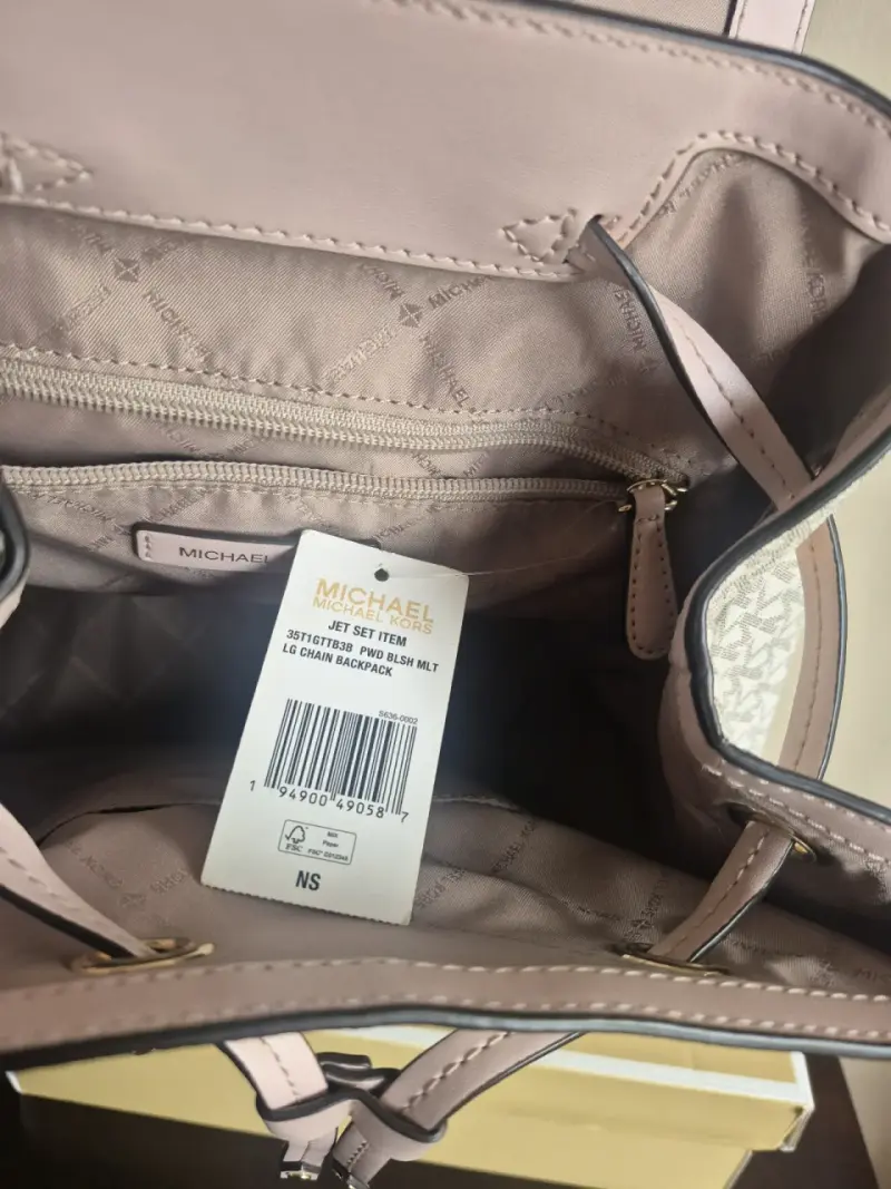Mochila Michael Kors Jet Set mediana rosa y gris - 2