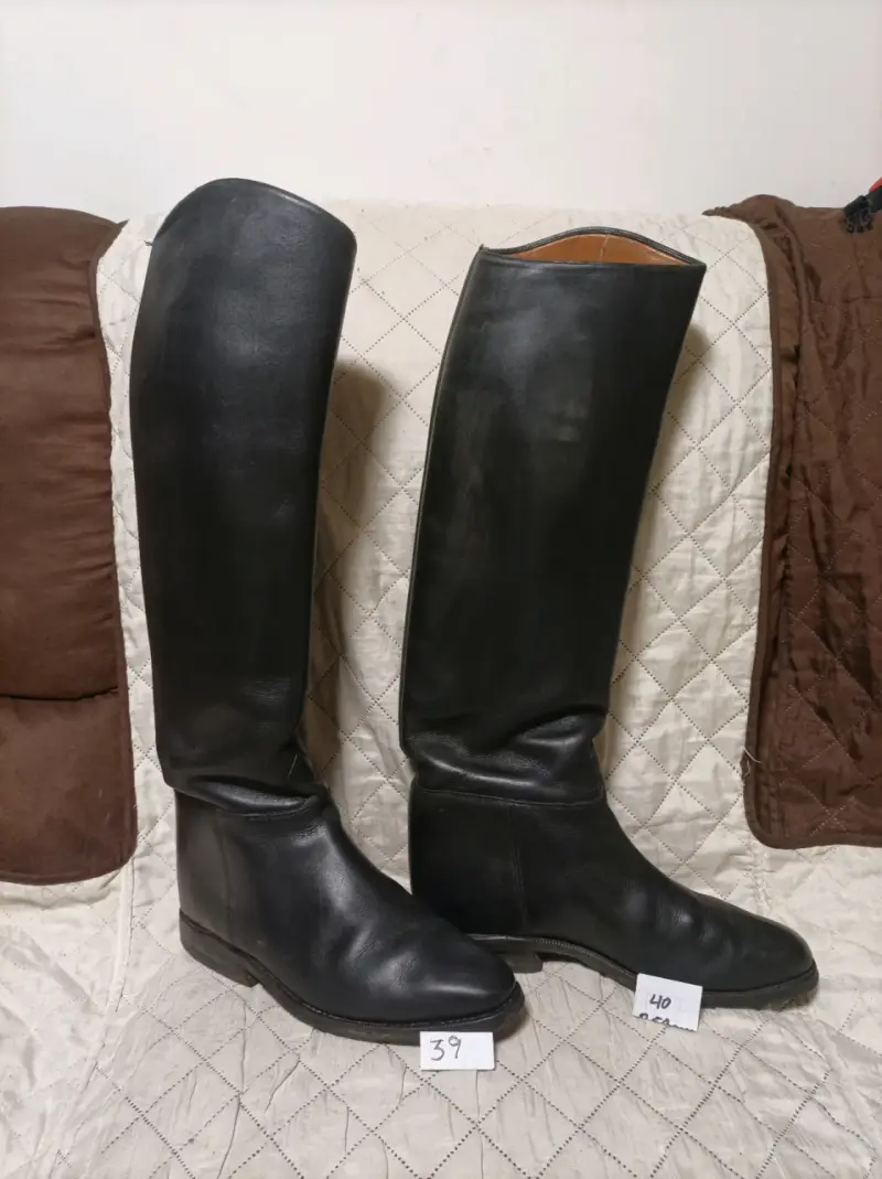 Botas largas de cuero negro para equitación talla - 1