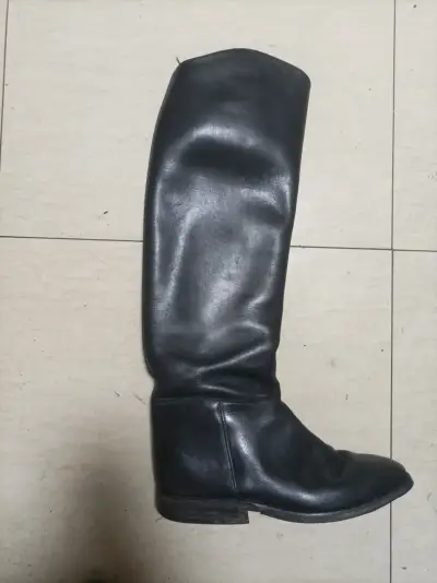Botas largas de cuero negro para equitación talla - miniatura 3