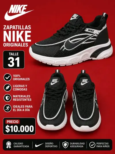 Zapatillas Nike originales talla 31 negras - miniatura 1