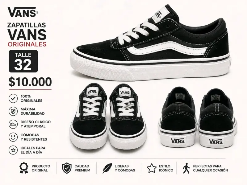 Zapatillas Vans Originales Talla 32 Negras