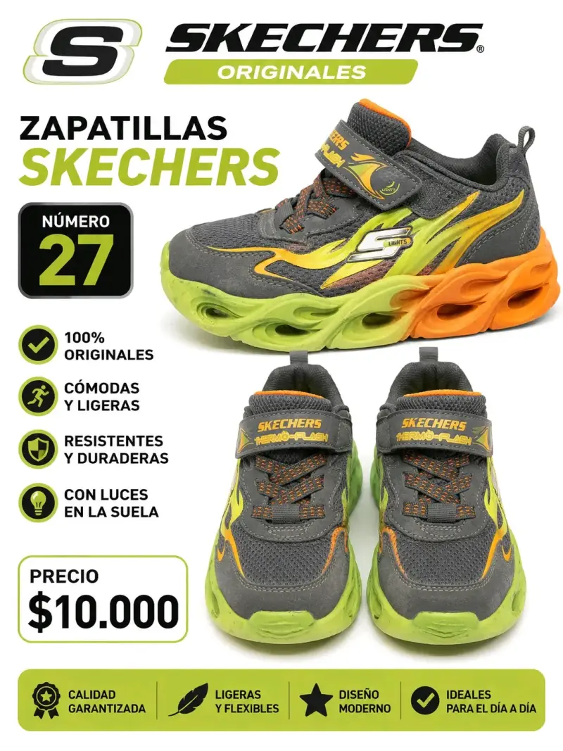 Zapatillas Skechers con Luces para Niños Talla 27