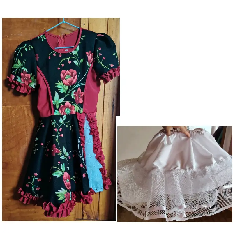 Vestido folclórico para niña con falso
