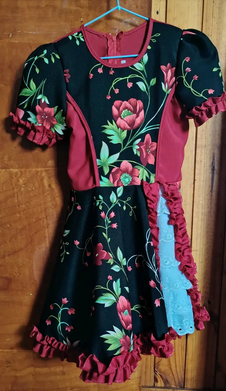 Vestido folclórico para niña con falso - 2