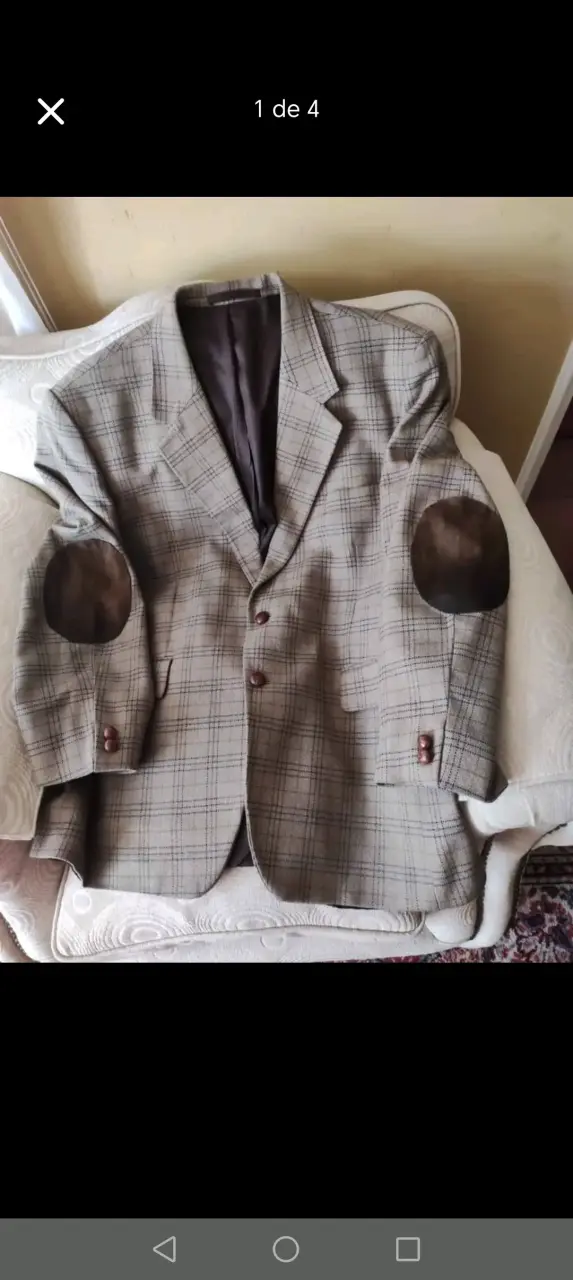 Blazer de lana a cuadros con coderas
