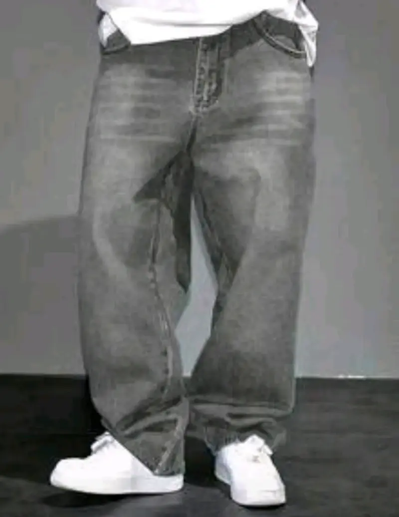 Jeans anchos de mezclilla azul claro para hombre