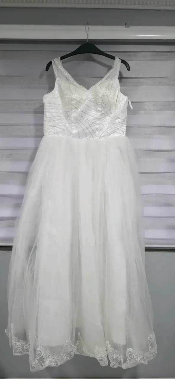 Vestido de novia blanco con encaje y tul talla M - 1