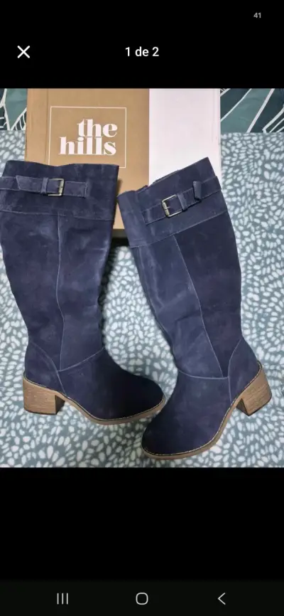 Botas altas de gamuza azul The Hills - miniatura 1