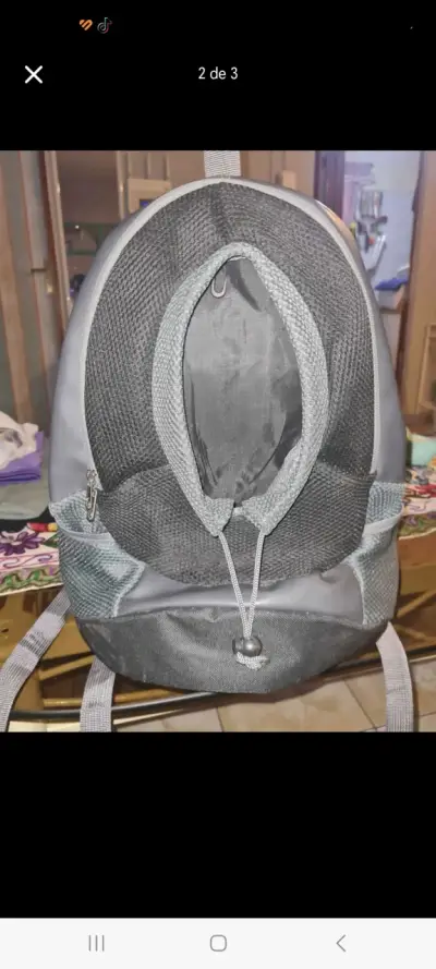 Mochila transportadora para mascotas gris - miniatura 3