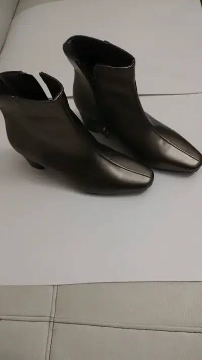 Botines de cuero negro para mujer con tacón 36 - miniatura 1