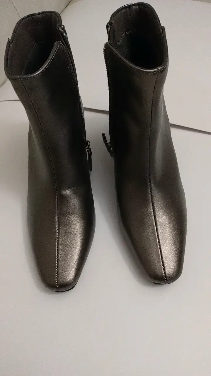 Botines de cuero negro para mujer con tacón 36 - 2