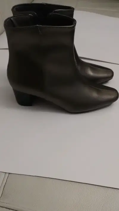 Botines de cuero negro para mujer con tacón 36 - miniatura 4