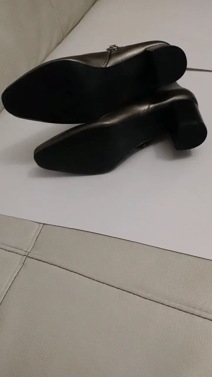 Botines de cuero negro para mujer con tacón 36 - 6
