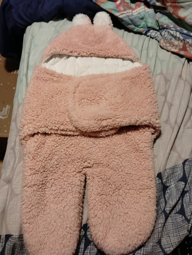Saco de dormir para bebé rosado con orejas - 2