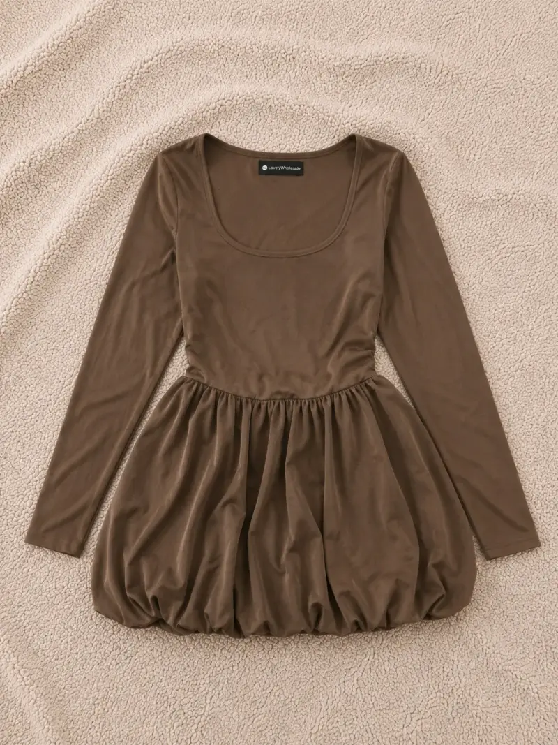 Vestido globo manga larga
