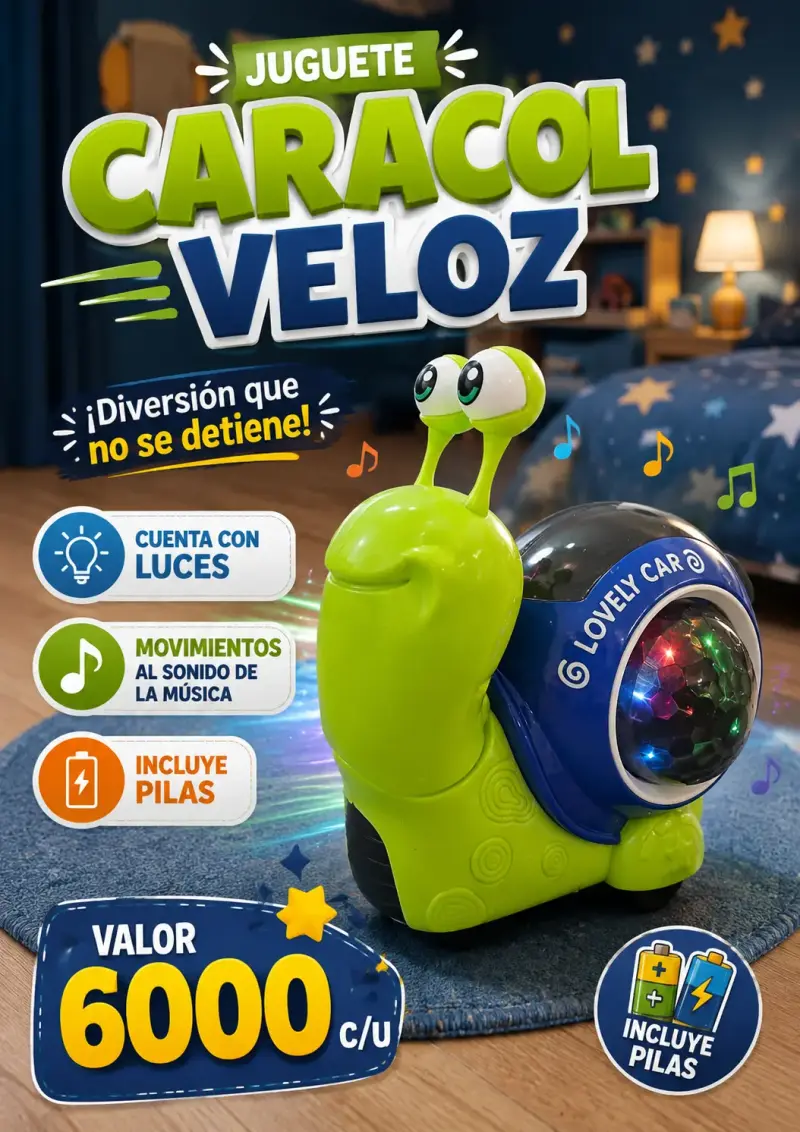 Juguete Caracol Veloz con Luces, movimiento-Música - 1