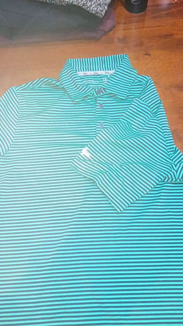 Polera Polo Rayada Verde Talla S - 1