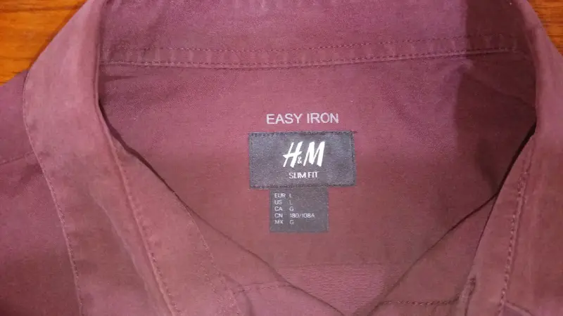 Camisa Hombre H&M Slim Fit Burdeo - 1