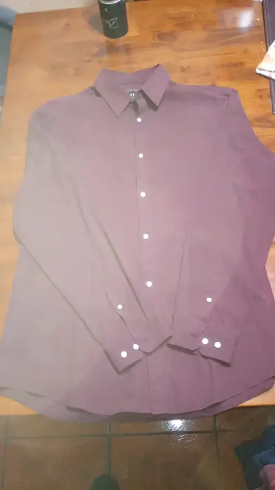 Camisa Hombre H&M Slim Fit Burdeo - miniatura 2